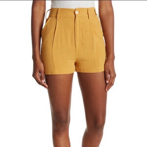 NWT Walter Baker Linen Blend High Waist Short Mustard Yellow XL
